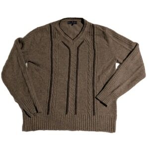 Millennio Italy Cashmere Blend V Neck Sweater Mens Large Fits Medium Brown